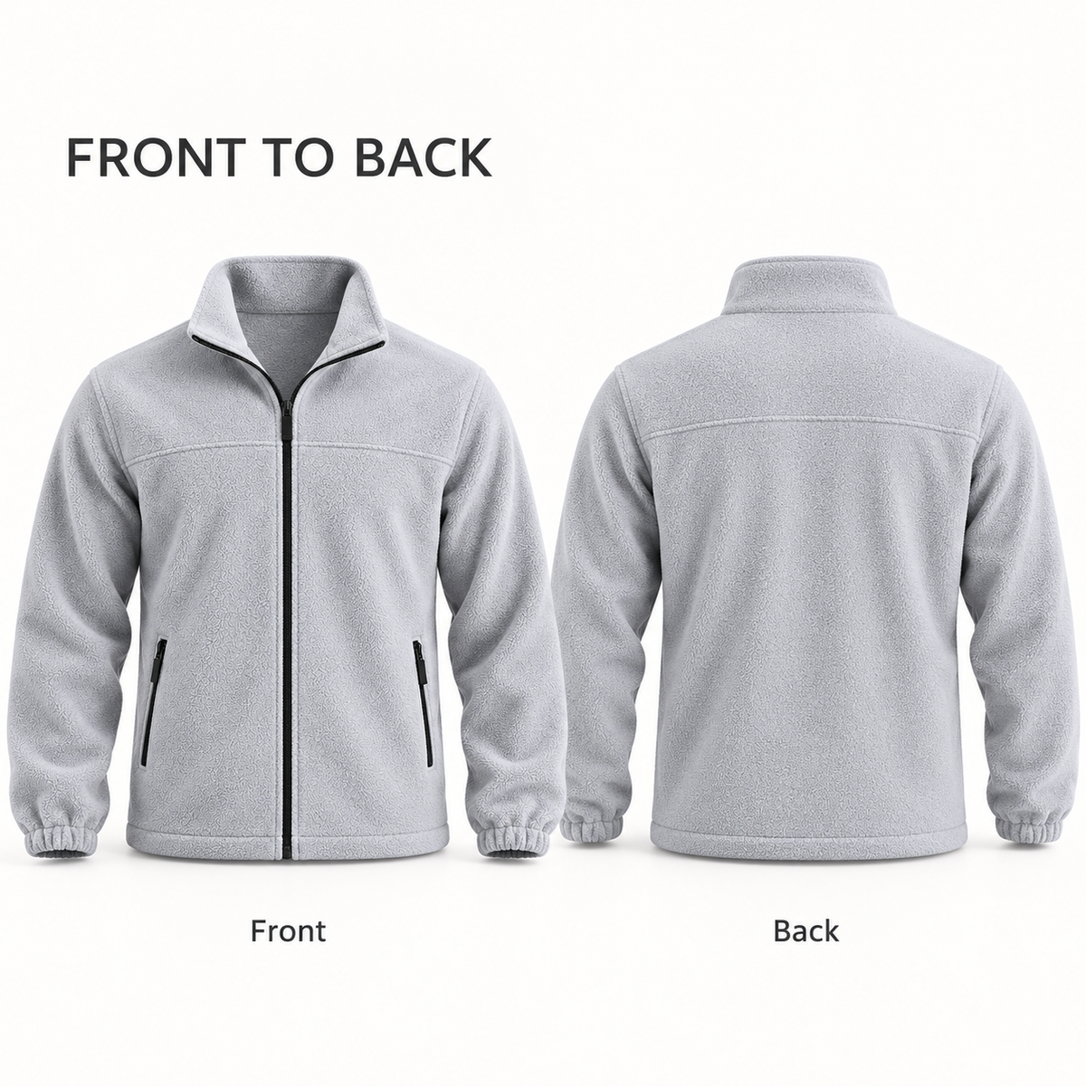 AZUKI Men's Full-Zip Fleece Jacket with Stand Collar