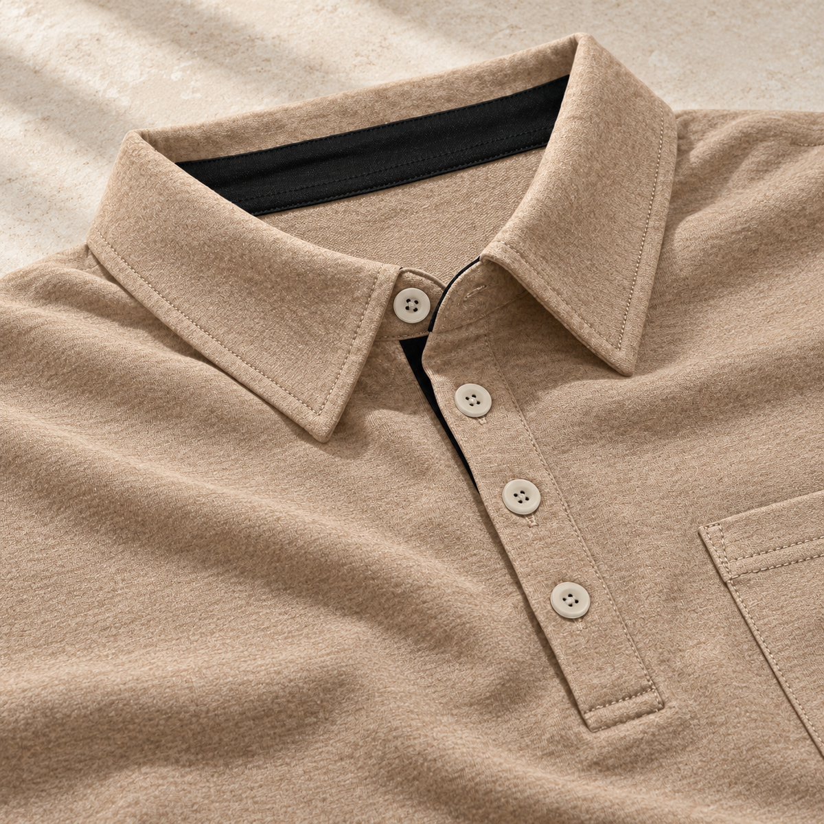 AZUKI Men's Short-Sleeve Cotton-Blend Pocket Polo